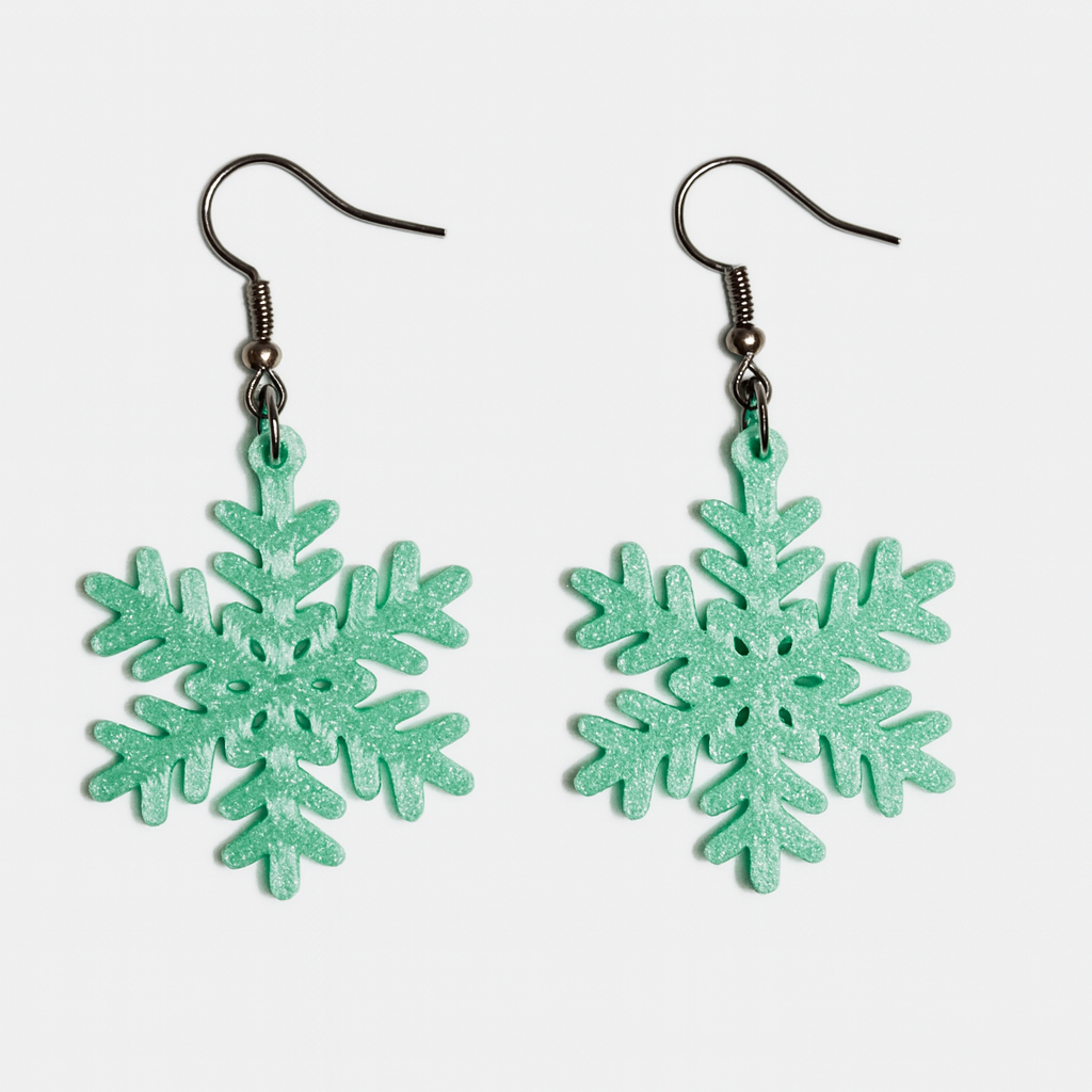 Snowflake Earrings – Silk Mint (Set of 2)